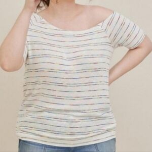 TORRID Off-the-Shoulder Hacci Stripe Short Sleeve Raglan Tee Size 3X